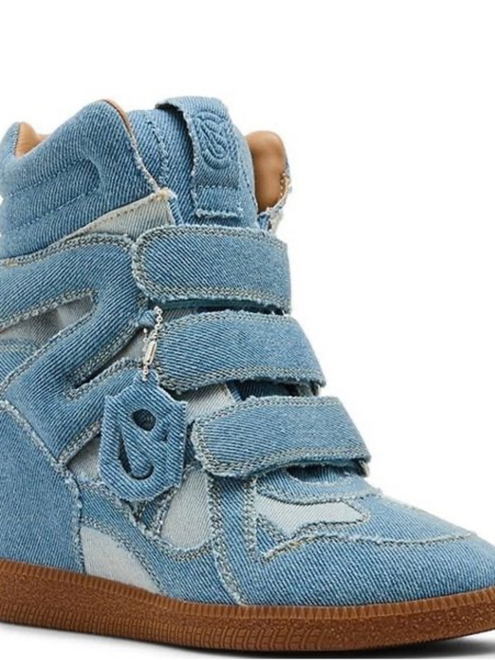 Steve Madden Light Blue Denim High-Top Velcro Sneakers